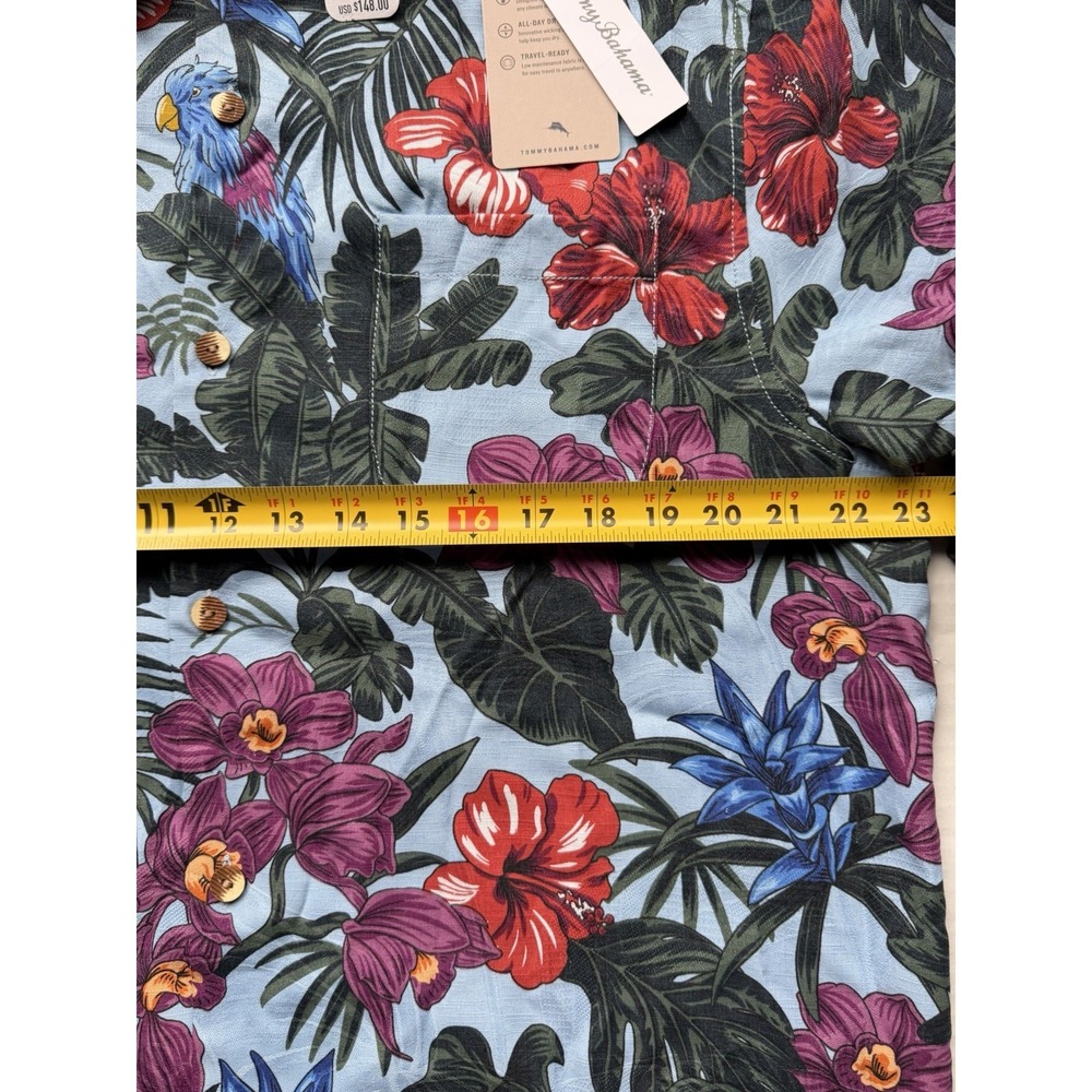NWT Tommy Bahama Garden of Hope and Courage Shirt Large Aqua Ice Hawaiian Floral - Picture 6 of 9